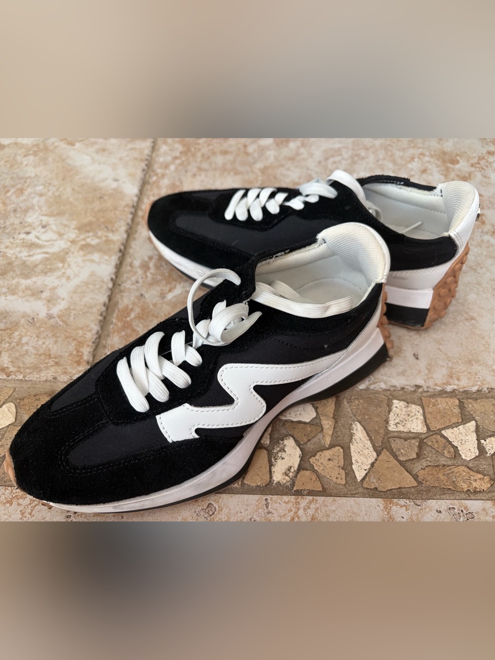 Steve Madden Black and White Retro Runner Sneakers